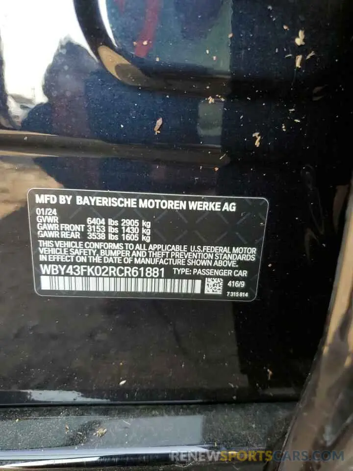 12 Photograph of a damaged car WBY43FK02RCR61881 BMW I5 M60 2024
