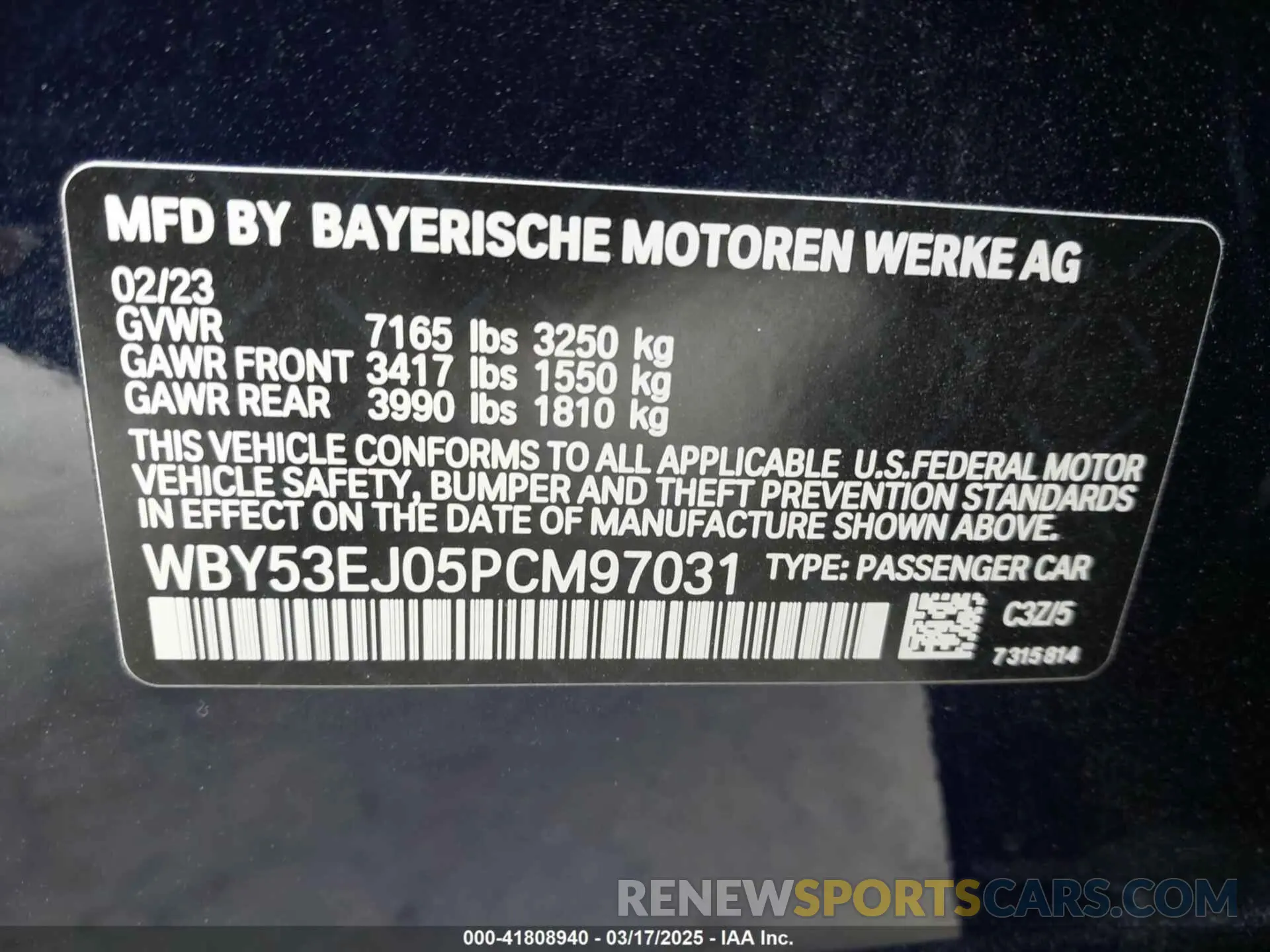 9 Photograph of a damaged car WBY53EJ05PCM97031 BMW I7 2023