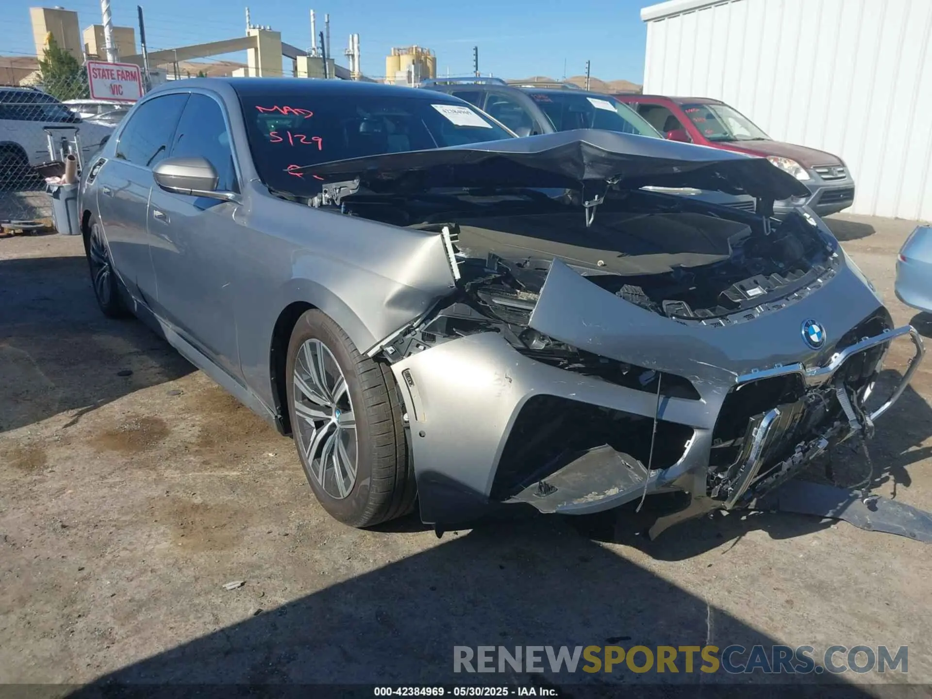 1 Photograph of a damaged car WBY43EJ00RCR66802 BMW I7 2024