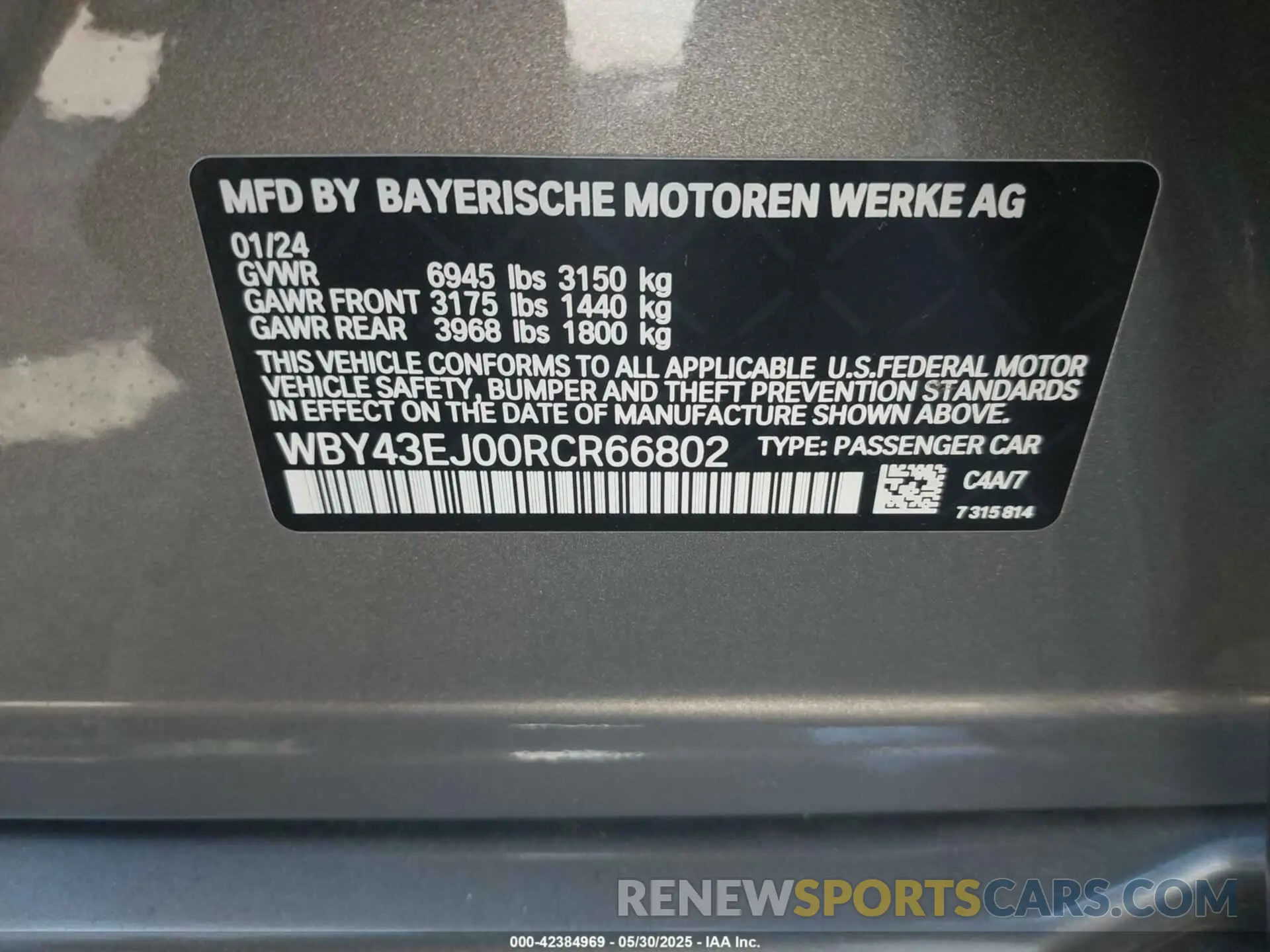 9 Photograph of a damaged car WBY43EJ00RCR66802 BMW I7 2024