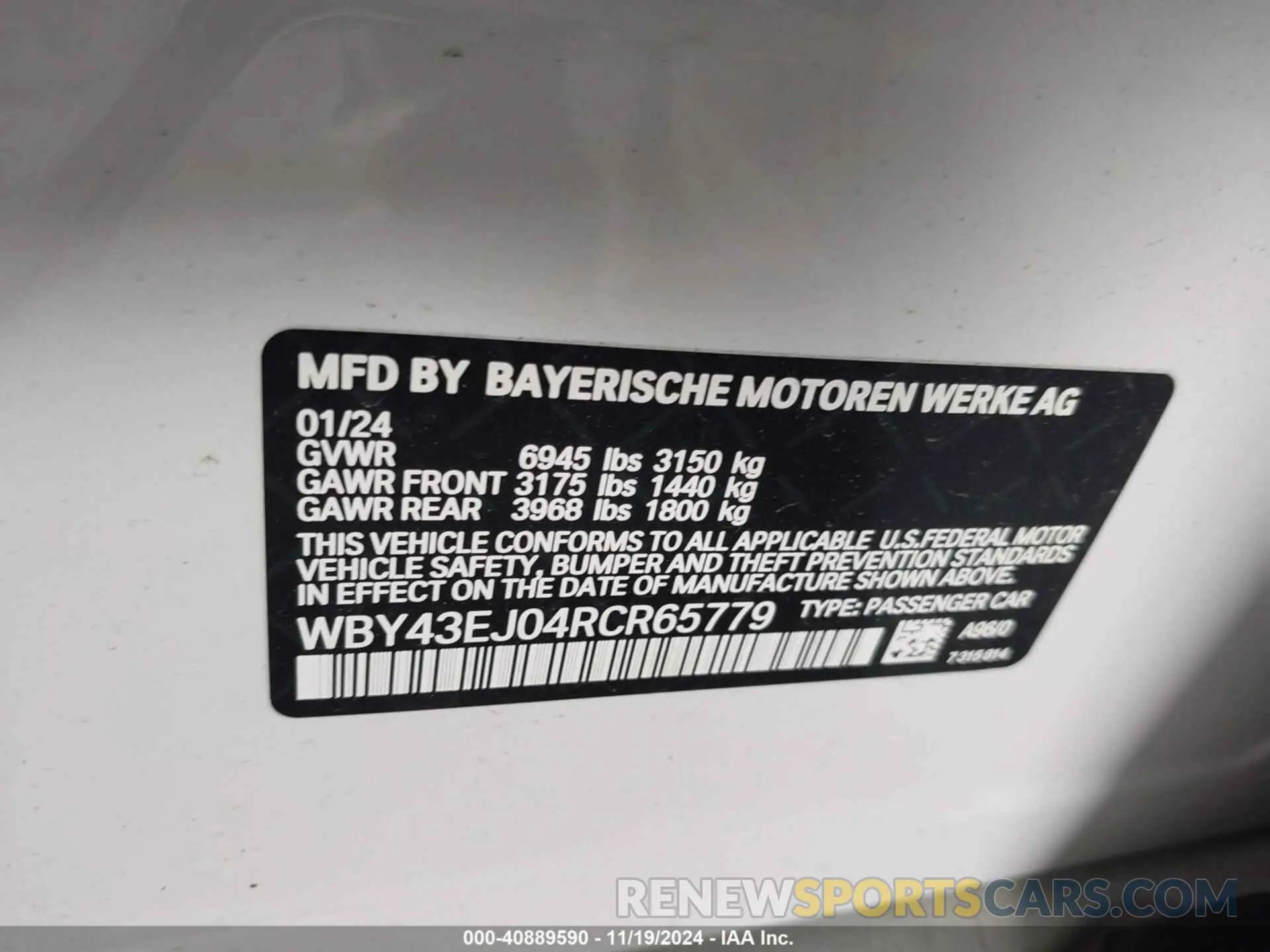 9 Photograph of a damaged car WBY43EJ04RCR65779 BMW I7 2024