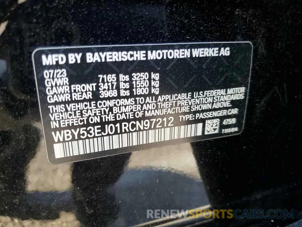 14 Photograph of a damaged car WBY53EJ01RCN97212 BMW I7 XDRIVE6 2024