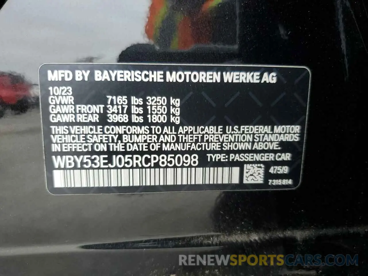12 Photograph of a damaged car WBY53EJ05RCP85098 BMW I7 XDRIVE6 2024