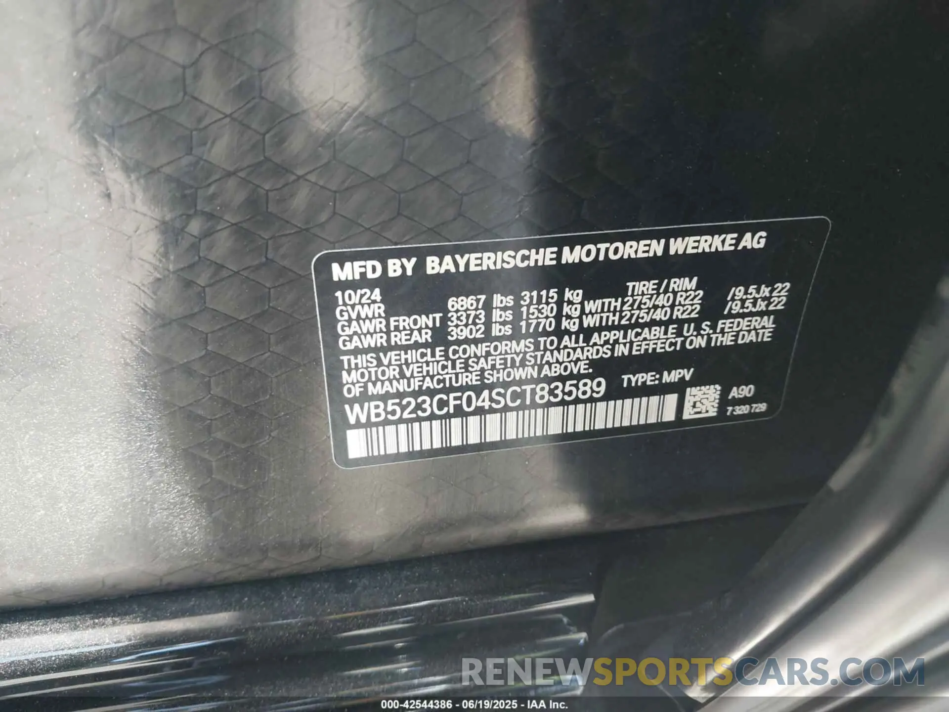 9 Photograph of a damaged car WB523CF04SCT83589 BMW IX 2025