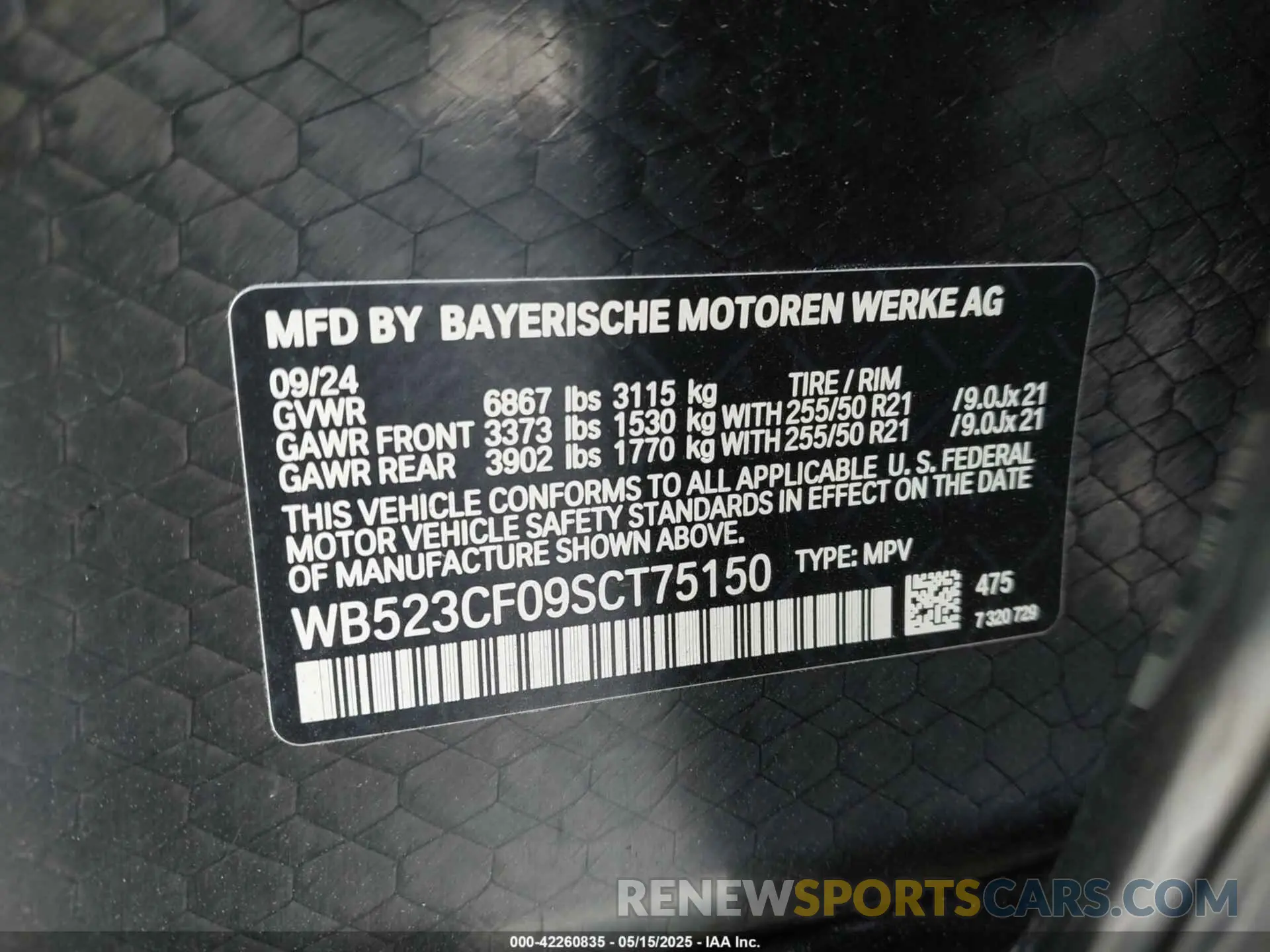 9 Photograph of a damaged car WB523CF09SCT75150 BMW IX 2025