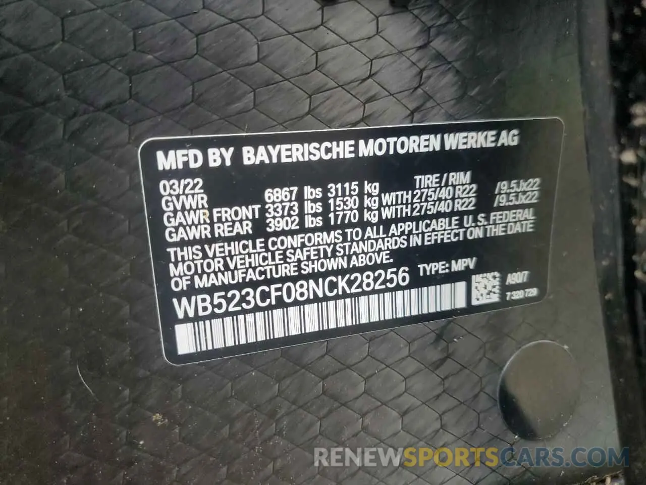 13 Photograph of a damaged car WB523CF08NCK28256 BMW IX XDRIVE5 2022