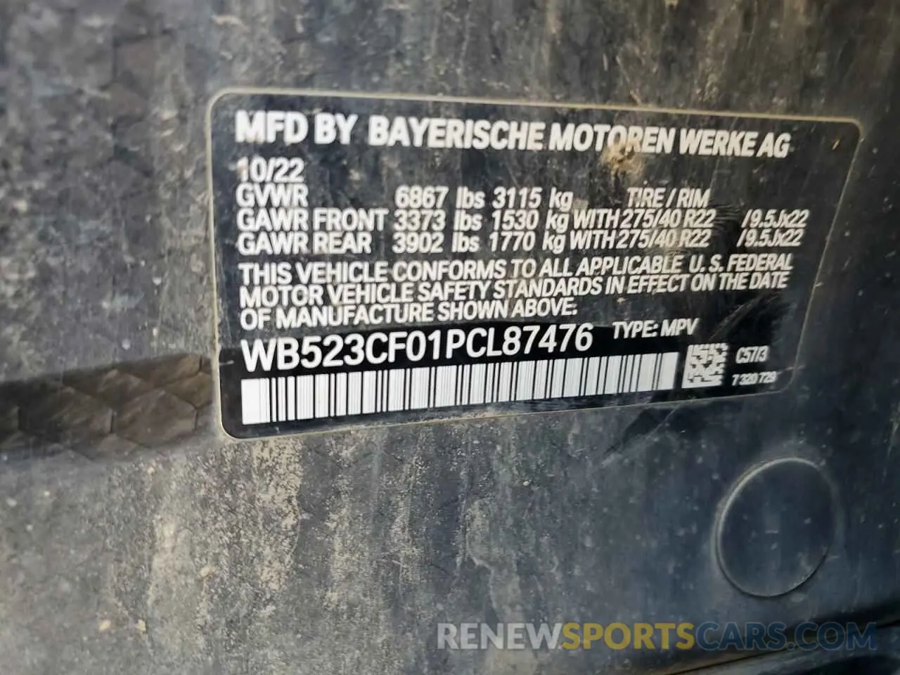 13 Photograph of a damaged car WB523CF01PCL87476 BMW IX XDRIVE5 2023