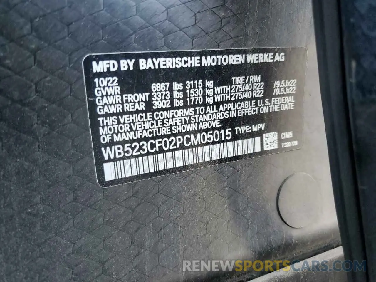 13 Photograph of a damaged car WB523CF02PCM05015 BMW IX XDRIVE5 2023