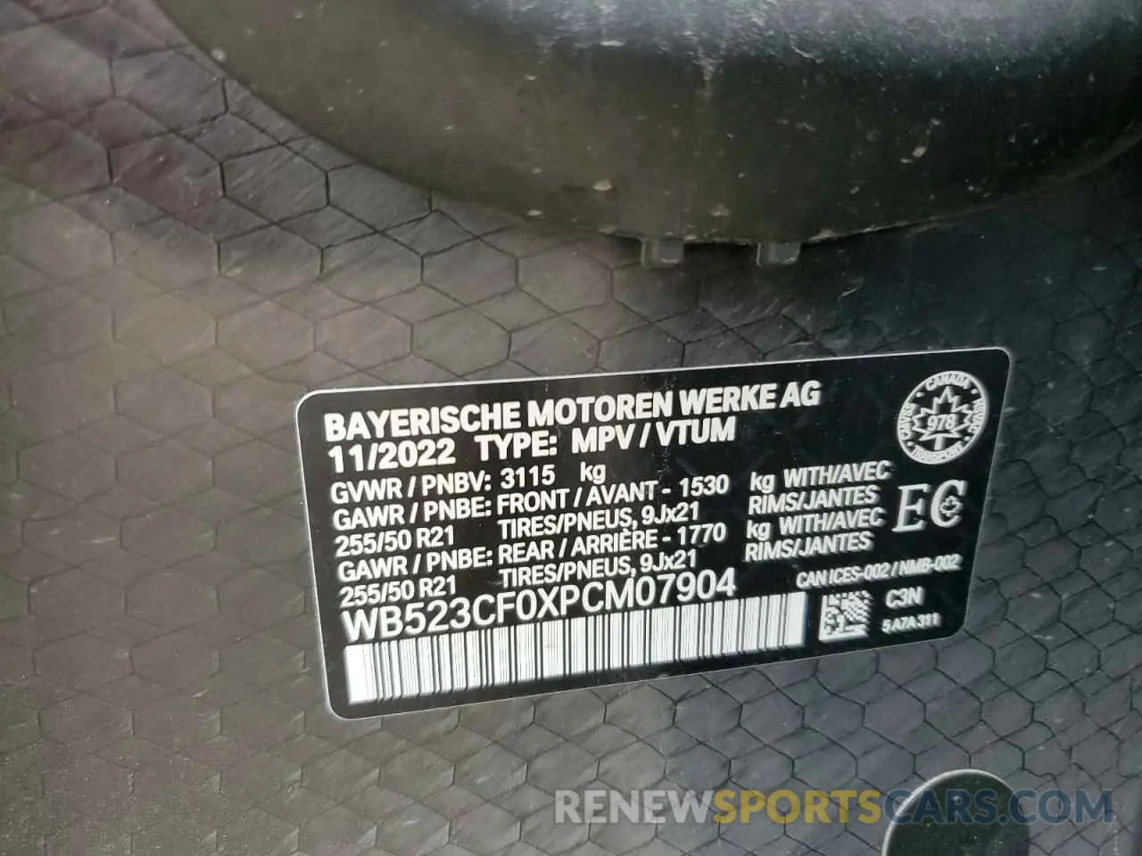 14 Photograph of a damaged car WB523CF0XPCM07904 BMW IX XDRIVE5 2023