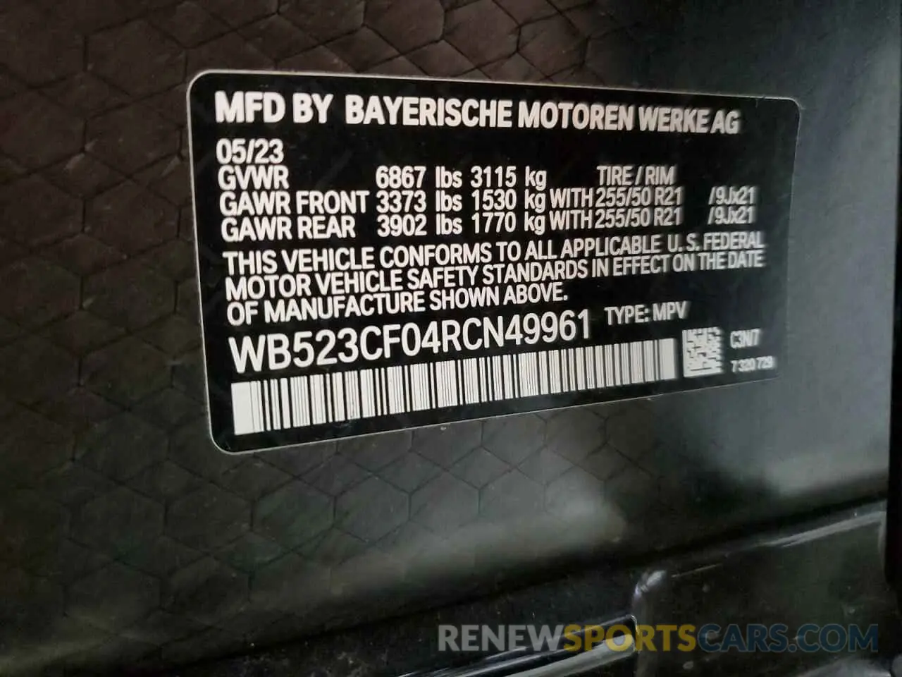12 Photograph of a damaged car WB523CF04RCN49961 BMW IX XDRIVE5 2024