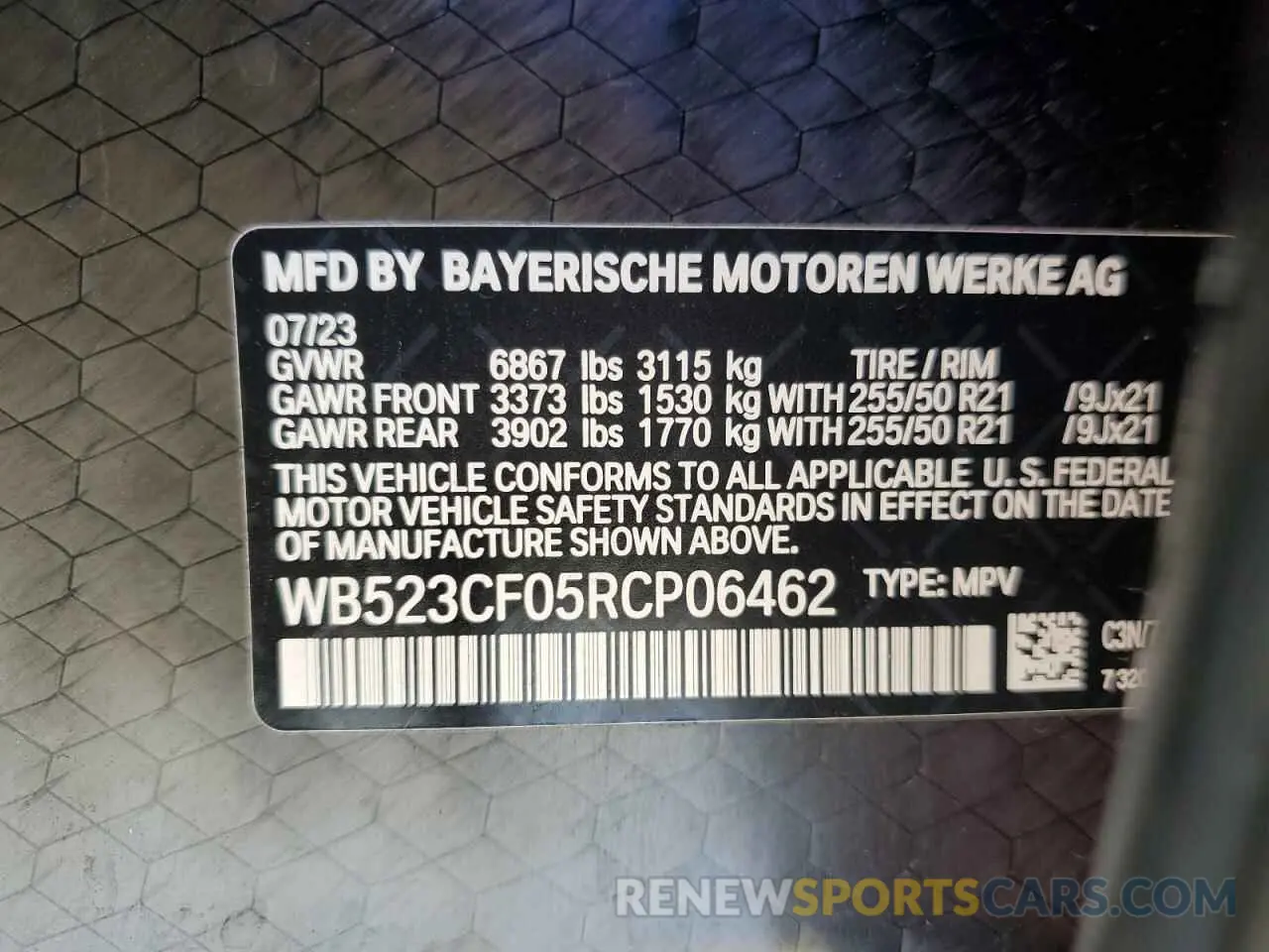 12 Photograph of a damaged car WB523CF05RCP06462 BMW IX XDRIVE5 2024