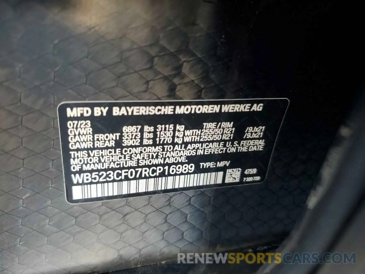13 Photograph of a damaged car WB523CF07RCP16989 BMW IX XDRIVE5 2024