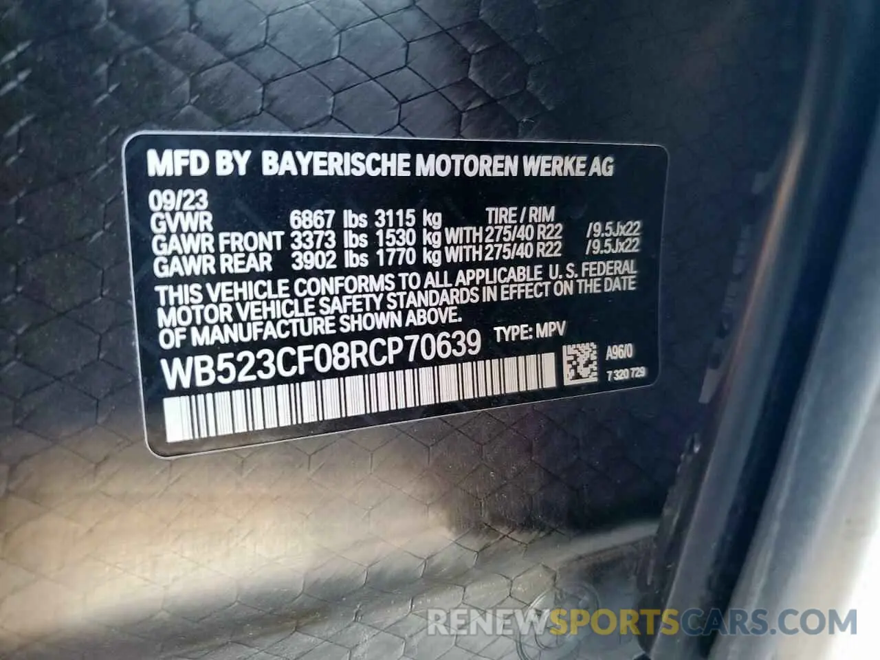14 Photograph of a damaged car WB523CF08RCP70639 BMW IX XDRIVE5 2024