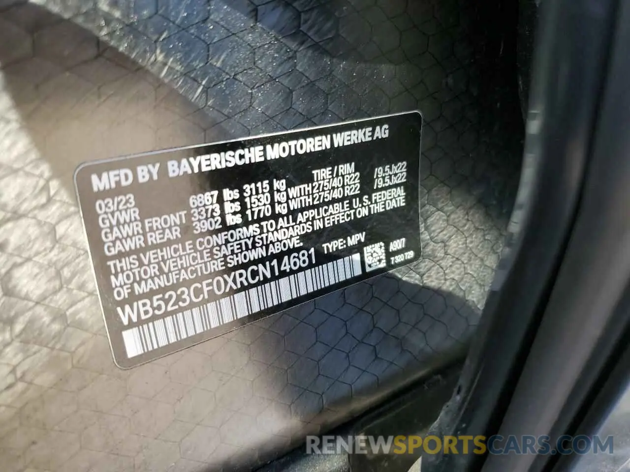 13 Photograph of a damaged car WB523CF0XRCN14681 BMW IX XDRIVE5 2024