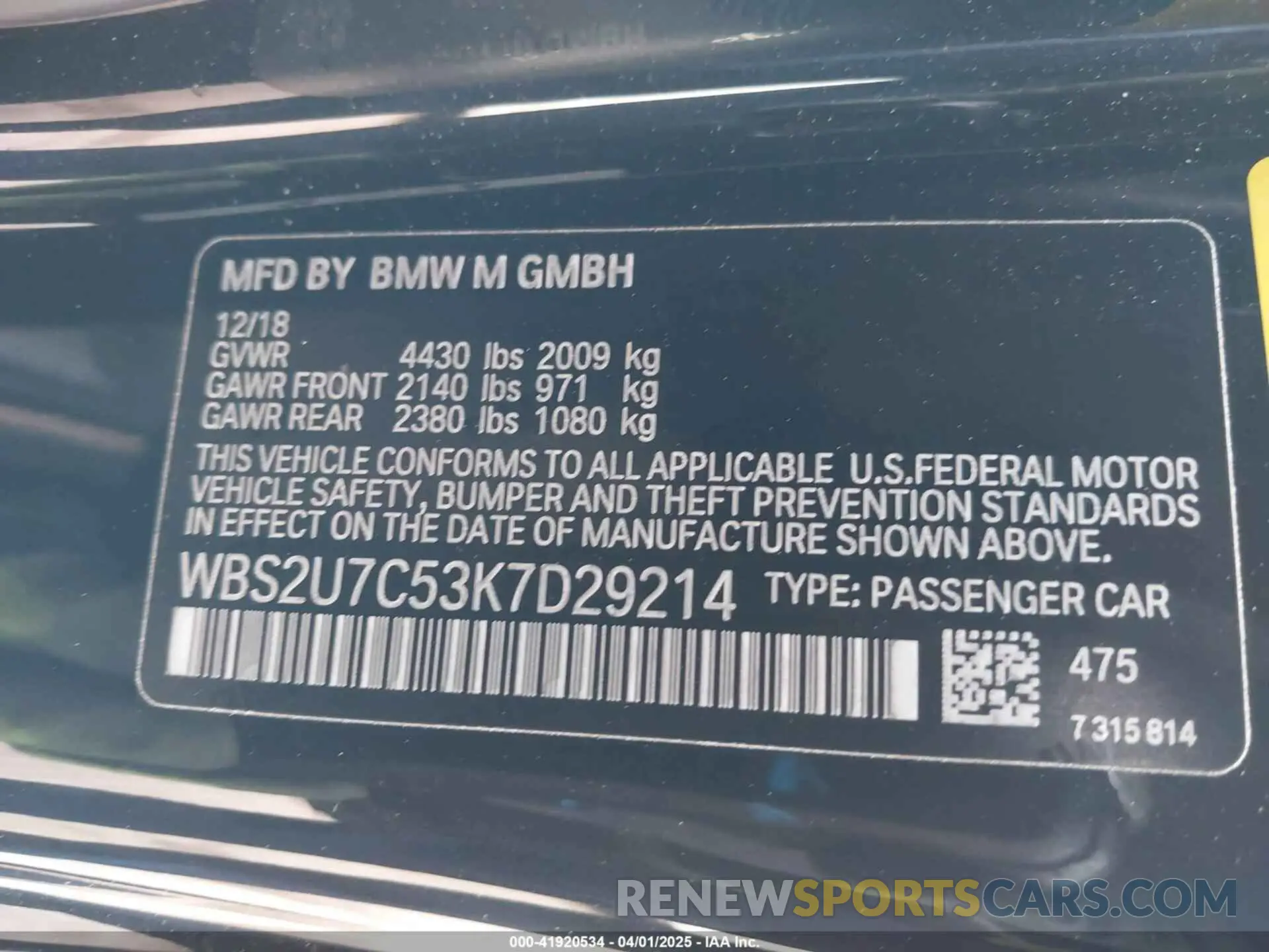 9 Photograph of a damaged car WBS2U7C53K7D29214 BMW M2 2019