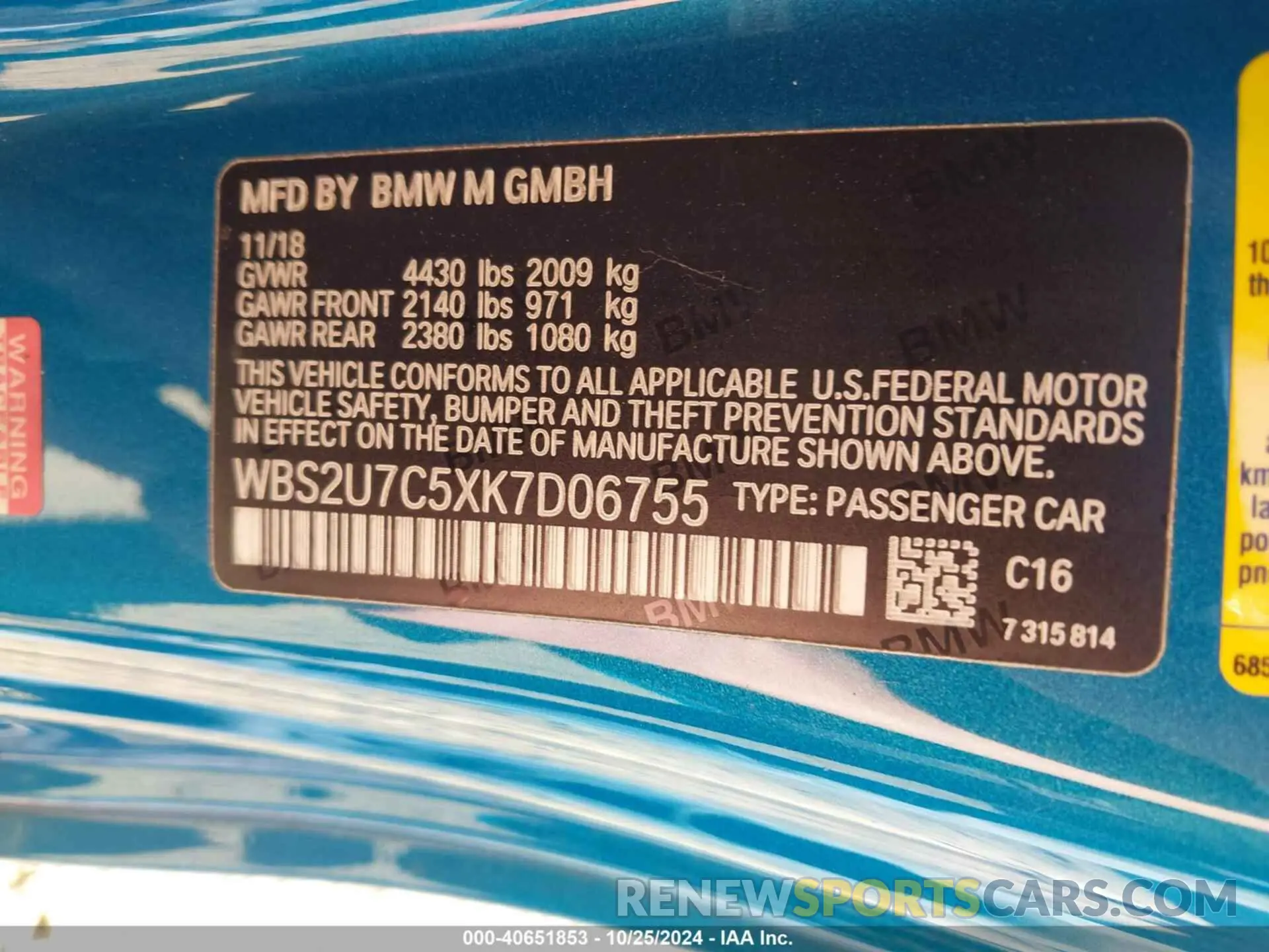 9 Photograph of a damaged car WBS2U7C5XK7D06755 BMW M2 2019