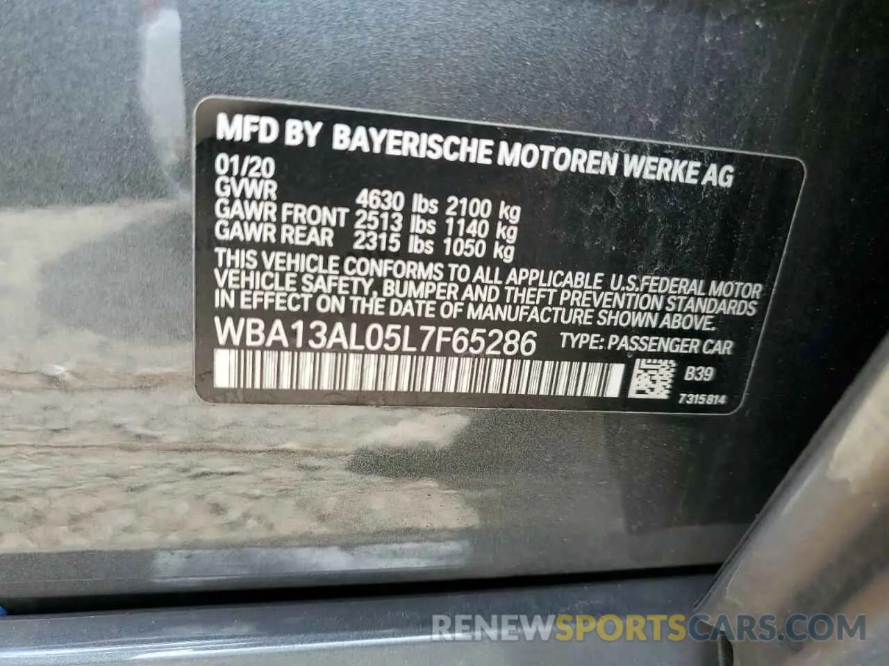 10 Photograph of a damaged car WBA13AL05L7F65286 BMW M2 2020