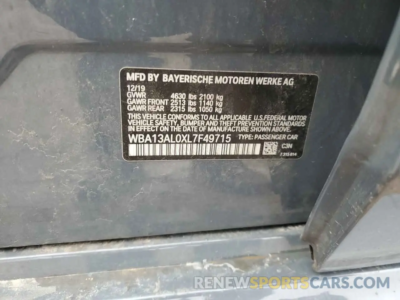 14 Photograph of a damaged car WBA13AL0XL7F49715 BMW M2 2020