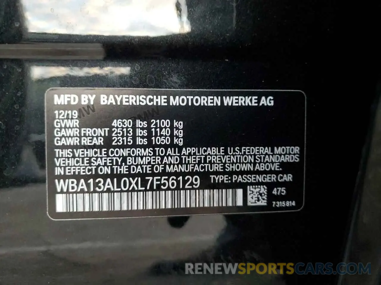 12 Photograph of a damaged car WBA13AL0XL7F56129 BMW M2 2020