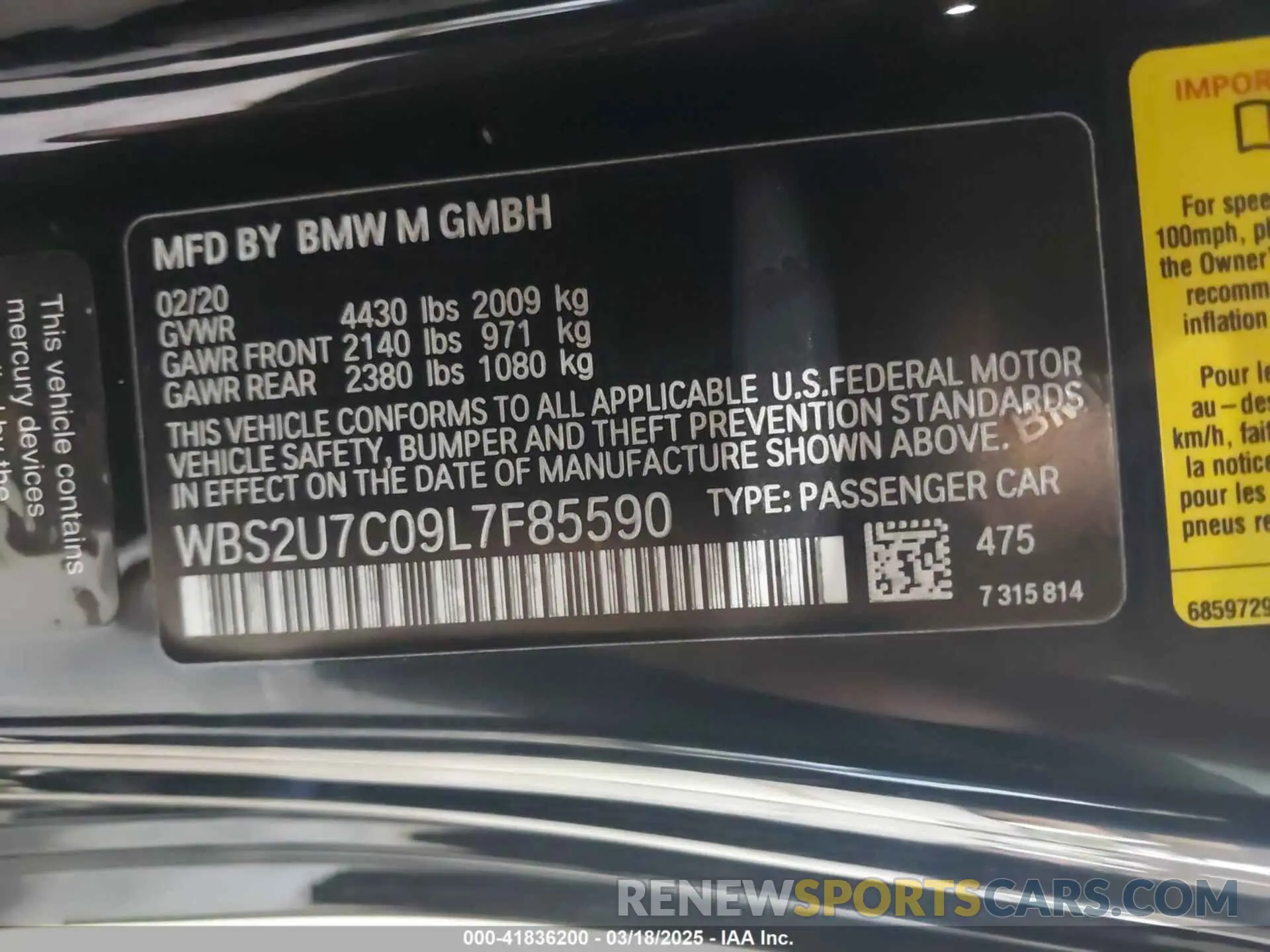 9 Photograph of a damaged car WBS2U7C09L7F85590 BMW M2 2020