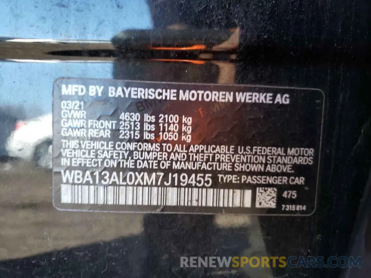 12 Photograph of a damaged car WBA13AL0XM7J19455 BMW M2 2021