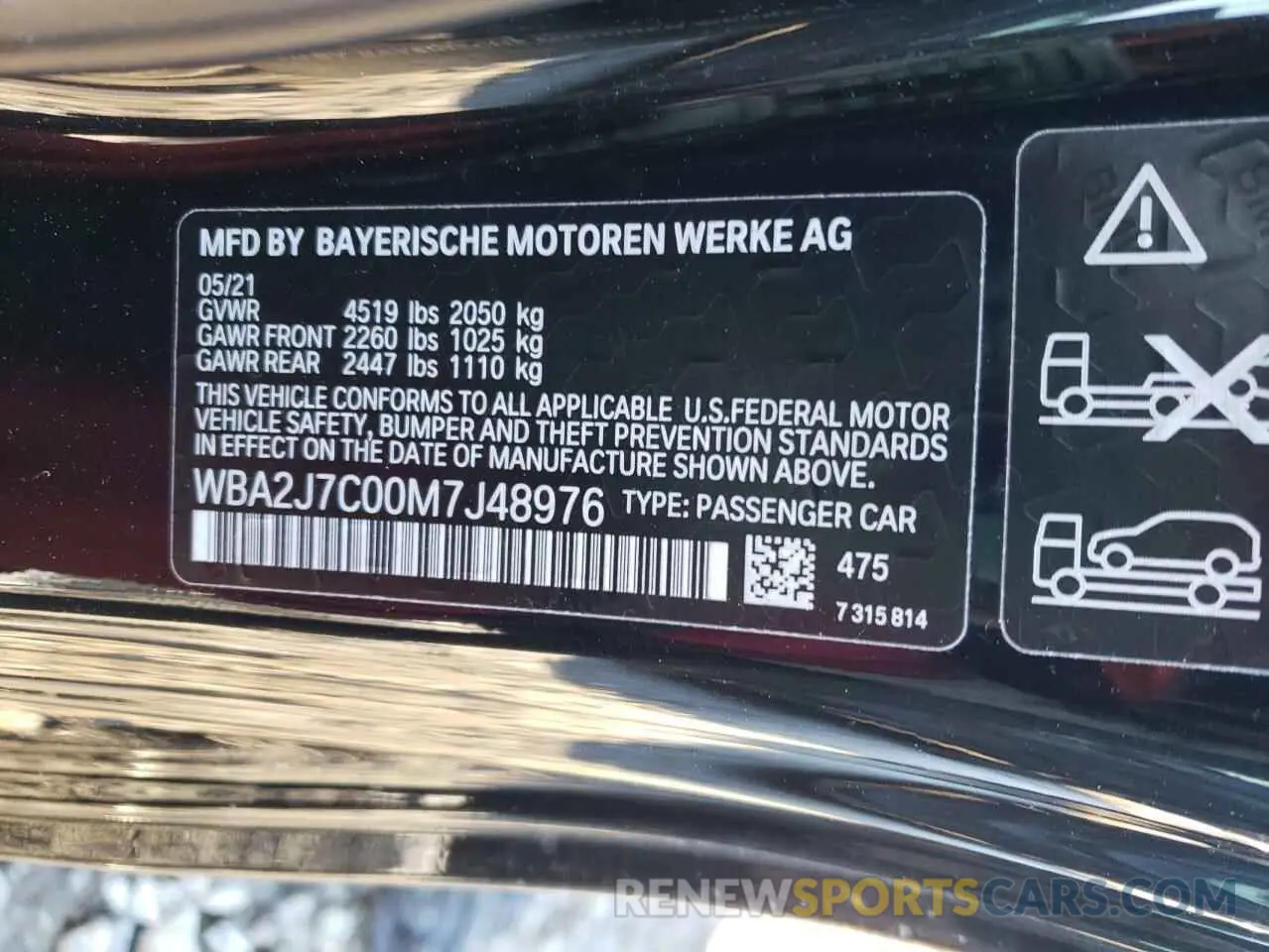 13 Photograph of a damaged car WBA2J7C00M7J48976 BMW M2 2021