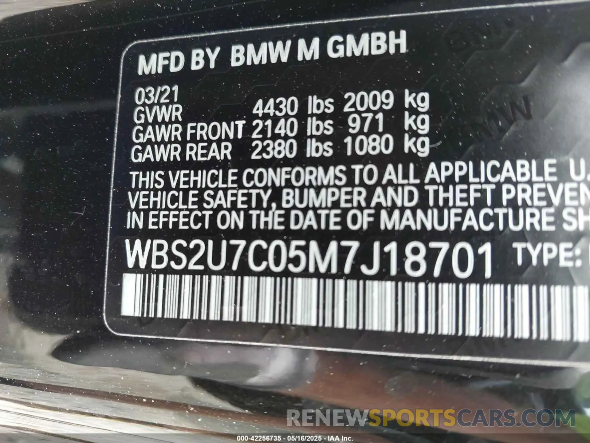 9 Photograph of a damaged car WBS2U7C05M7J18701 BMW M2 2021