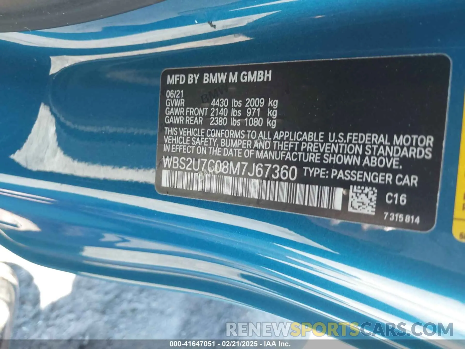 9 Photograph of a damaged car WBS2U7C08M7J67360 BMW M2 2021