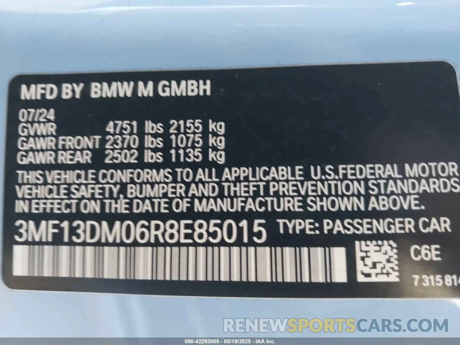 9 Photograph of a damaged car 3MF13DM06R8E85015 BMW M2 2024