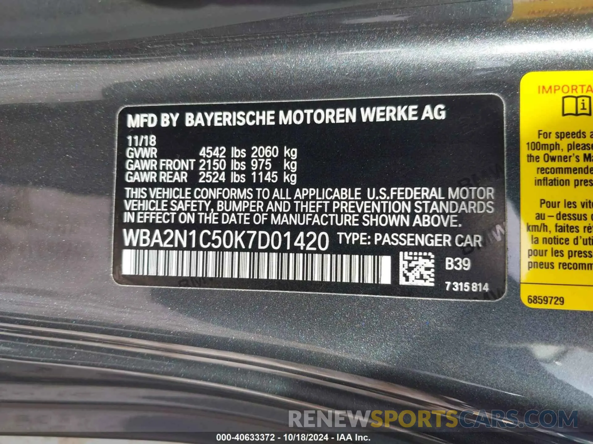 9 Photograph of a damaged car WBA2N1C50K7D01420 BMW M240I 2019
