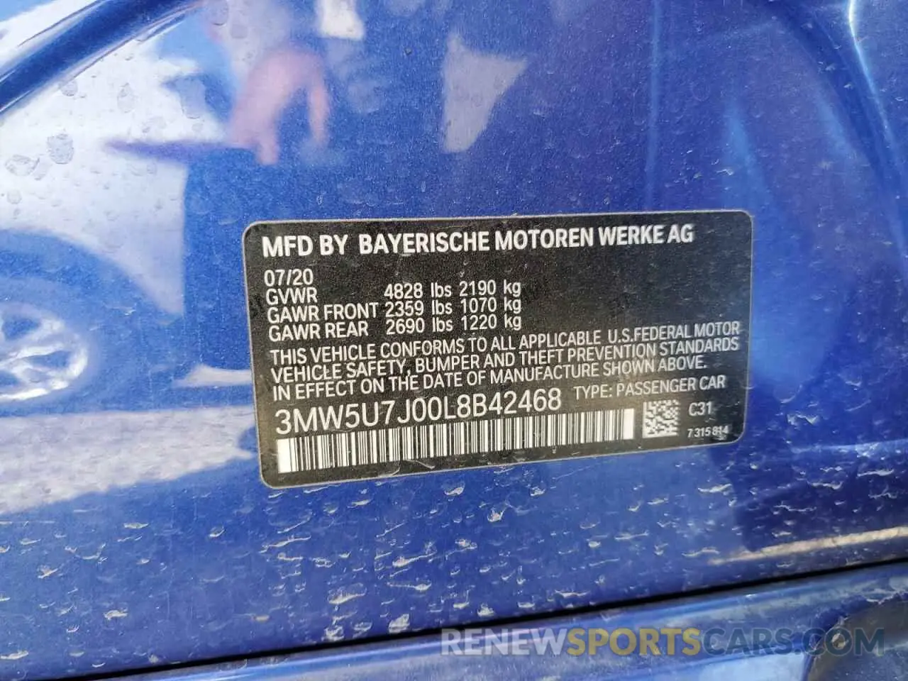 13 Photograph of a damaged car 3MW5U7J00L8B42468 BMW M3 2020