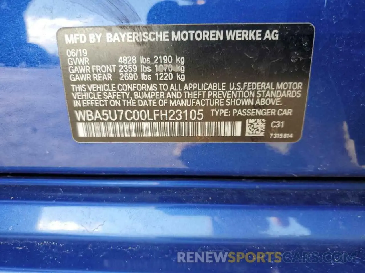 12 Photograph of a damaged car WBA5U7C00LFH23105 BMW M3 2020