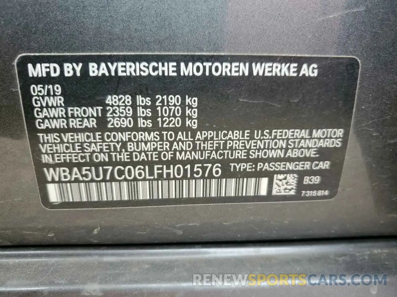 13 Photograph of a damaged car WBA5U7C06LFH01576 BMW M3 2020