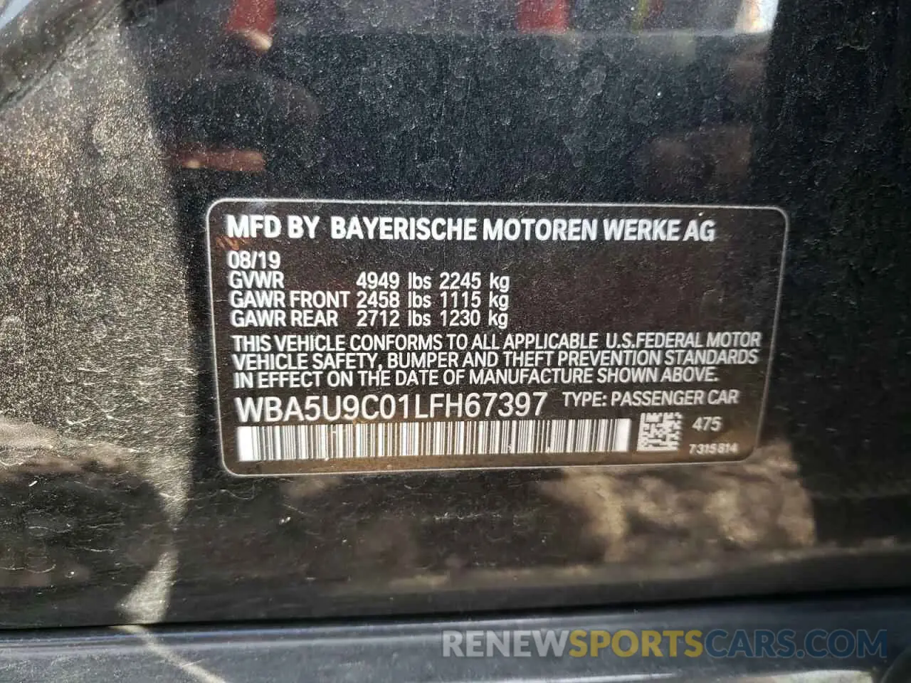 12 Photograph of a damaged car WBA5U9C01LFH67397 BMW M3 2020