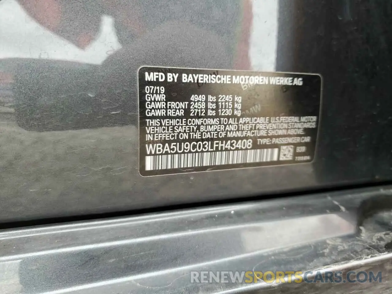 12 Photograph of a damaged car WBA5U9C03LFH43408 BMW M3 2020