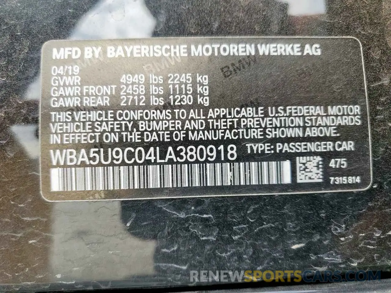 13 Photograph of a damaged car WBA5U9C04LA380918 BMW M3 2020