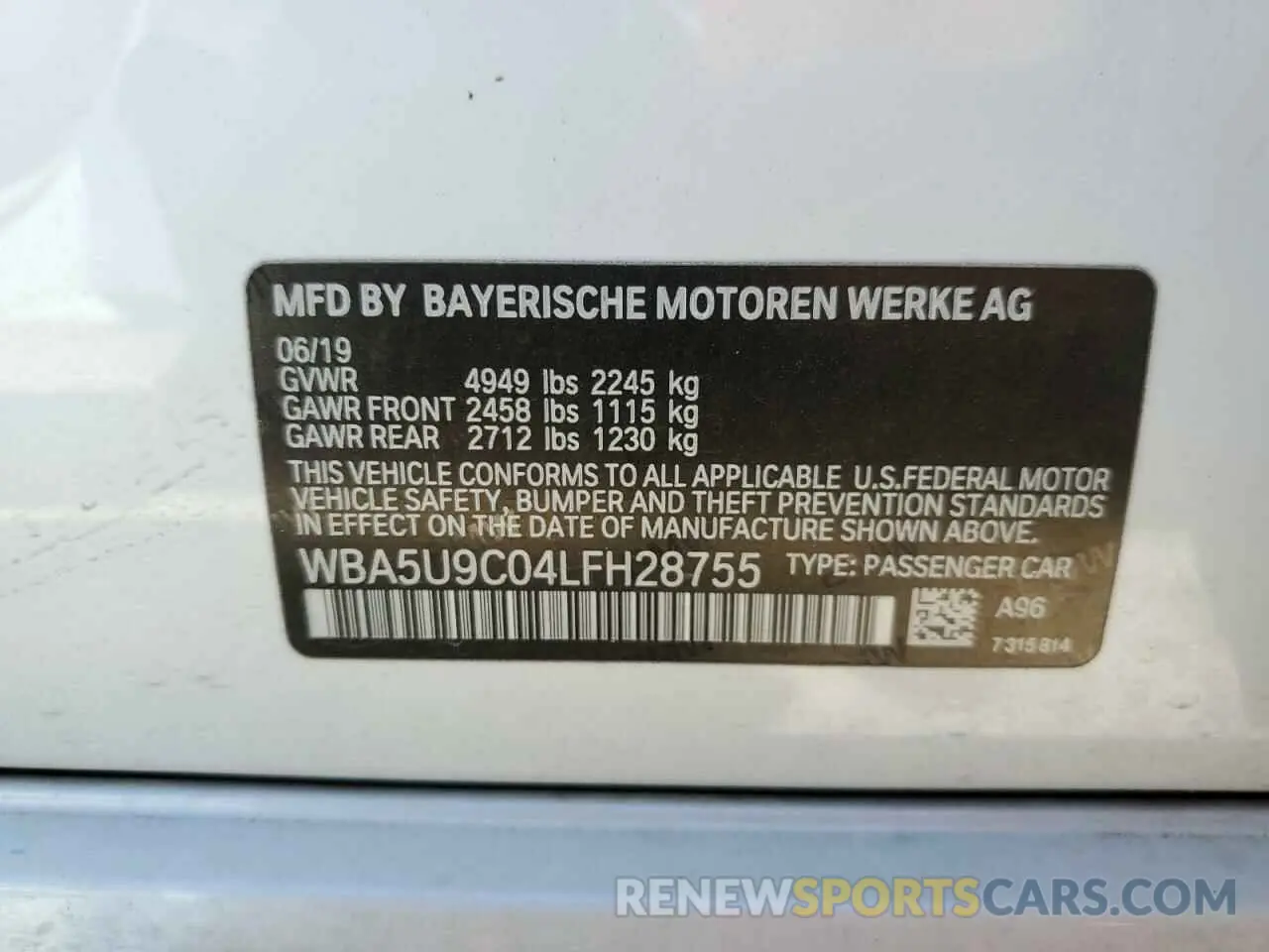 10 Photograph of a damaged car WBA5U9C04LFH28755 BMW M3 2020