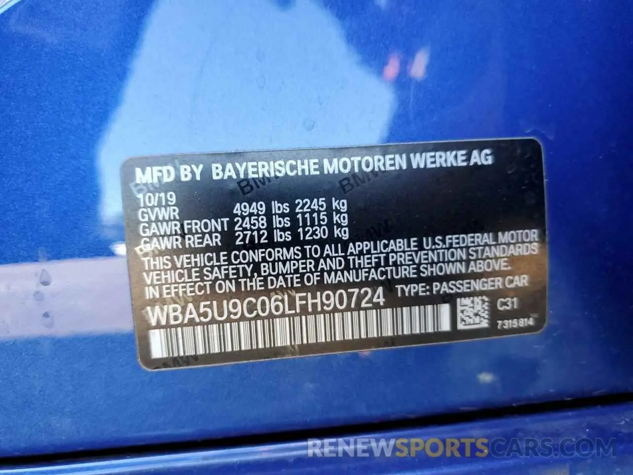 12 Photograph of a damaged car WBA5U9C06LFH90724 BMW M3 2020