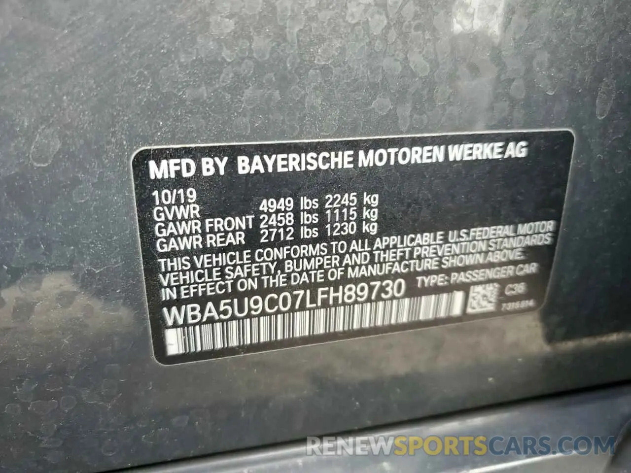 12 Photograph of a damaged car WBA5U9C07LFH89730 BMW M3 2020