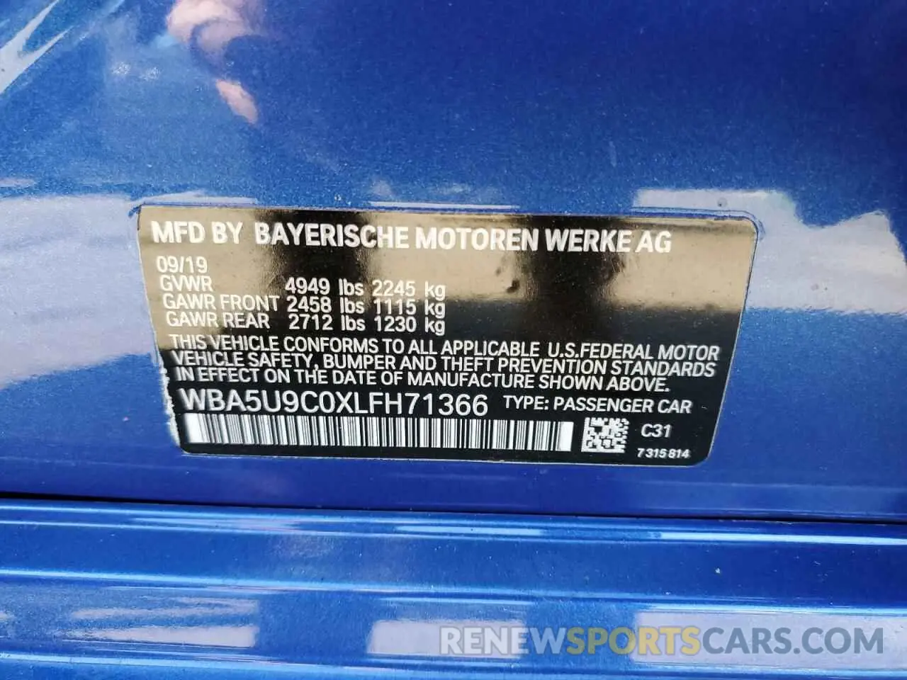 10 Photograph of a damaged car WBA5U9C0XLFH71366 BMW M3 2020