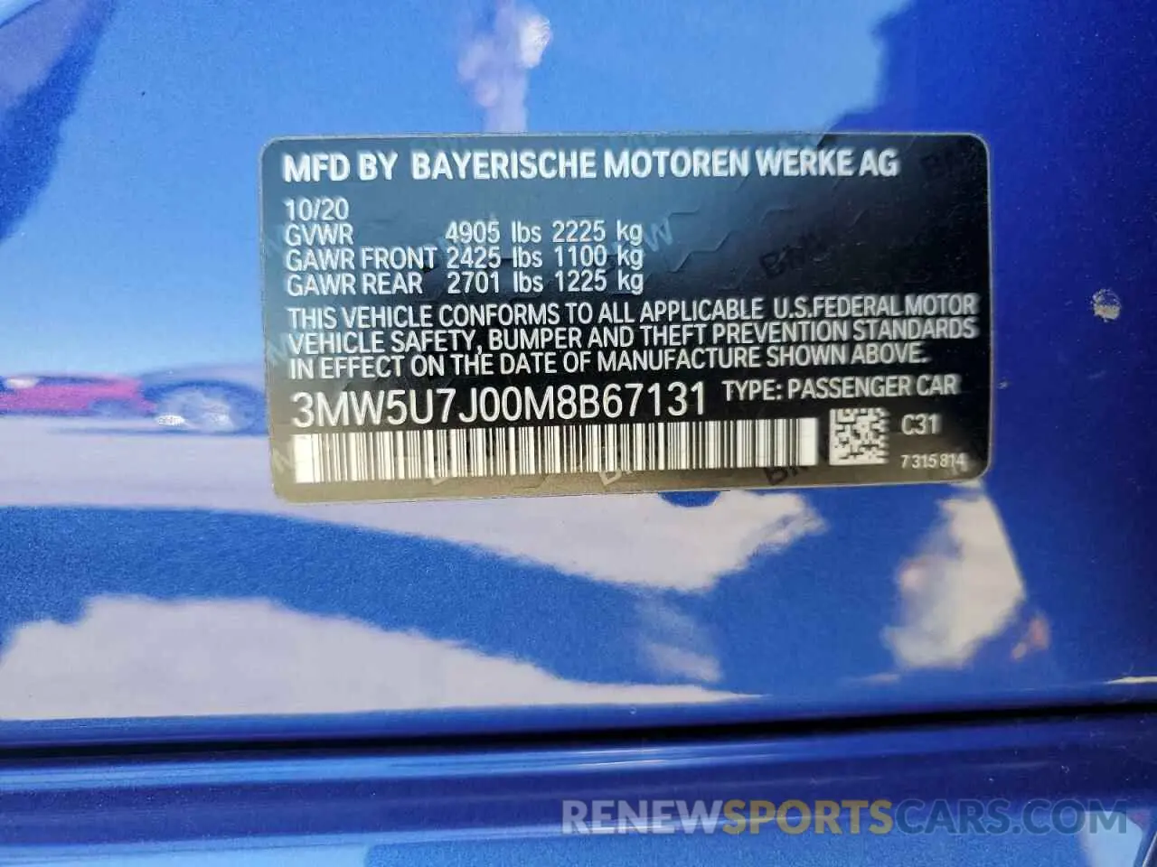 13 Photograph of a damaged car 3MW5U7J00M8B67131 BMW M3 2021