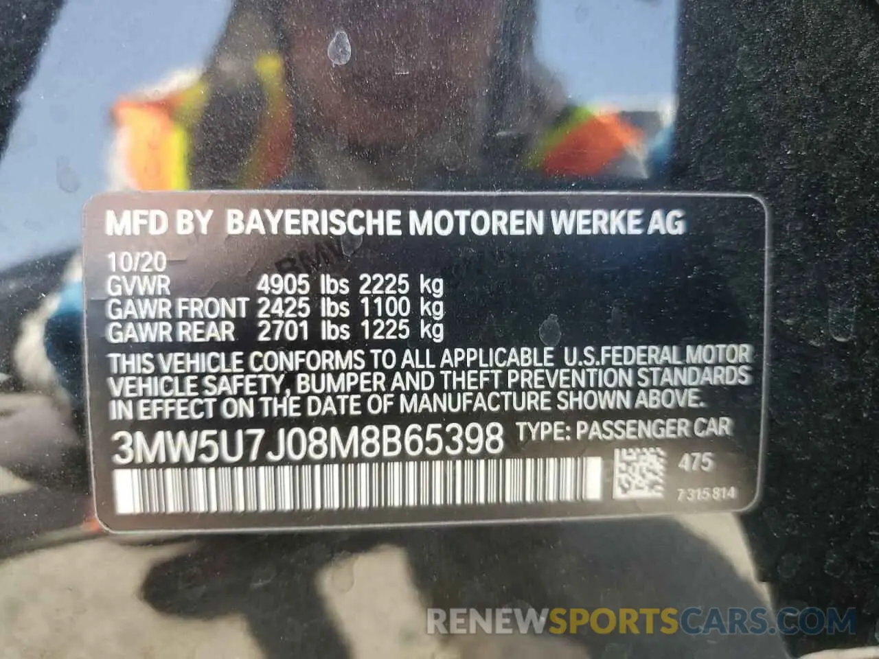 12 Photograph of a damaged car 3MW5U7J08M8B65398 BMW M3 2021