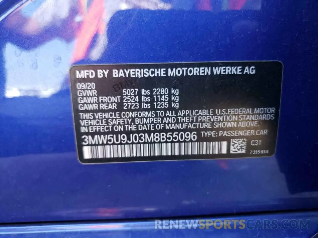 12 Photograph of a damaged car 3MW5U9J03M8B55096 BMW M3 2021