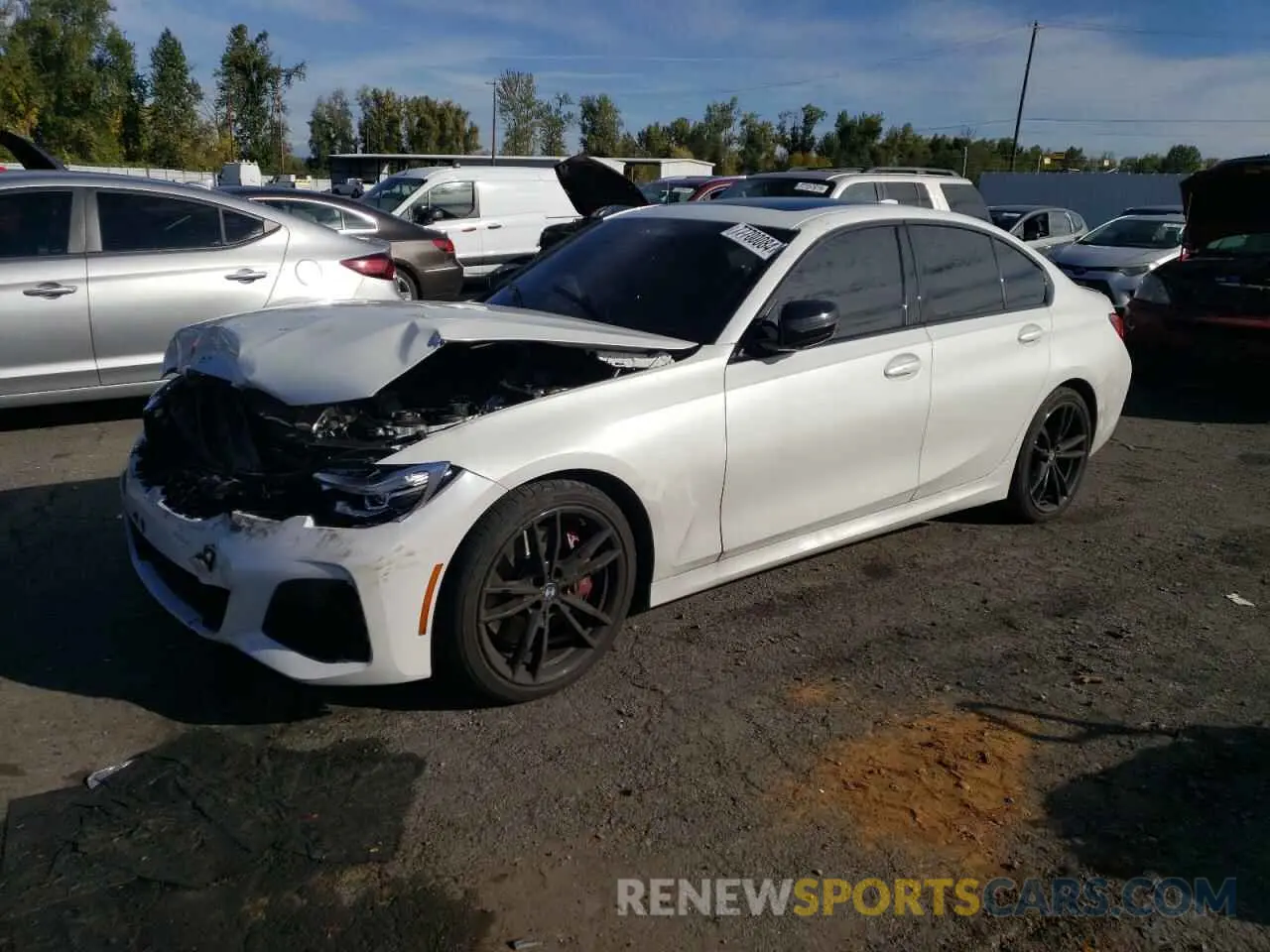 1 Photograph of a damaged car 3MW5U9J06M8B98329 BMW M3 2021