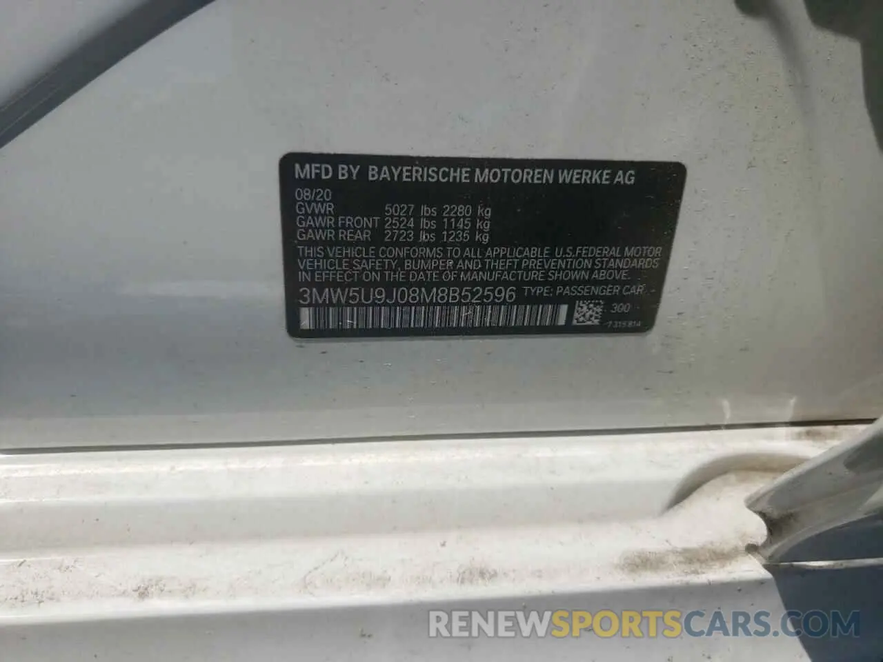 10 Photograph of a damaged car 3MW5U9J08M8B52596 BMW M3 2021