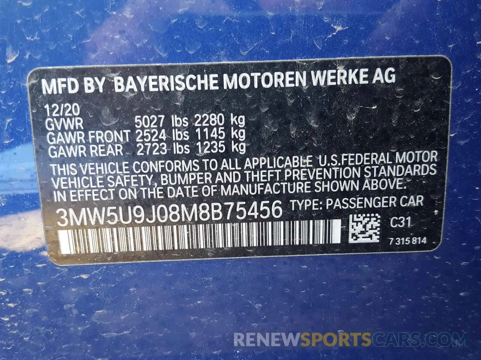 10 Photograph of a damaged car 3MW5U9J08M8B75456 BMW M3 2021