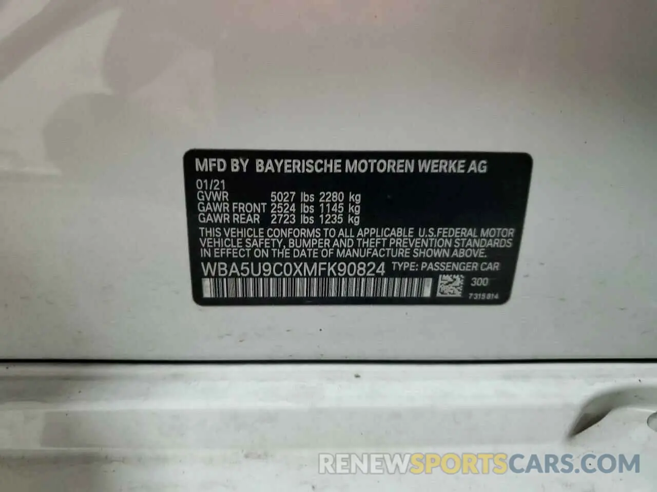 12 Photograph of a damaged car WBA5U9C0XMFK90824 BMW M3 2021
