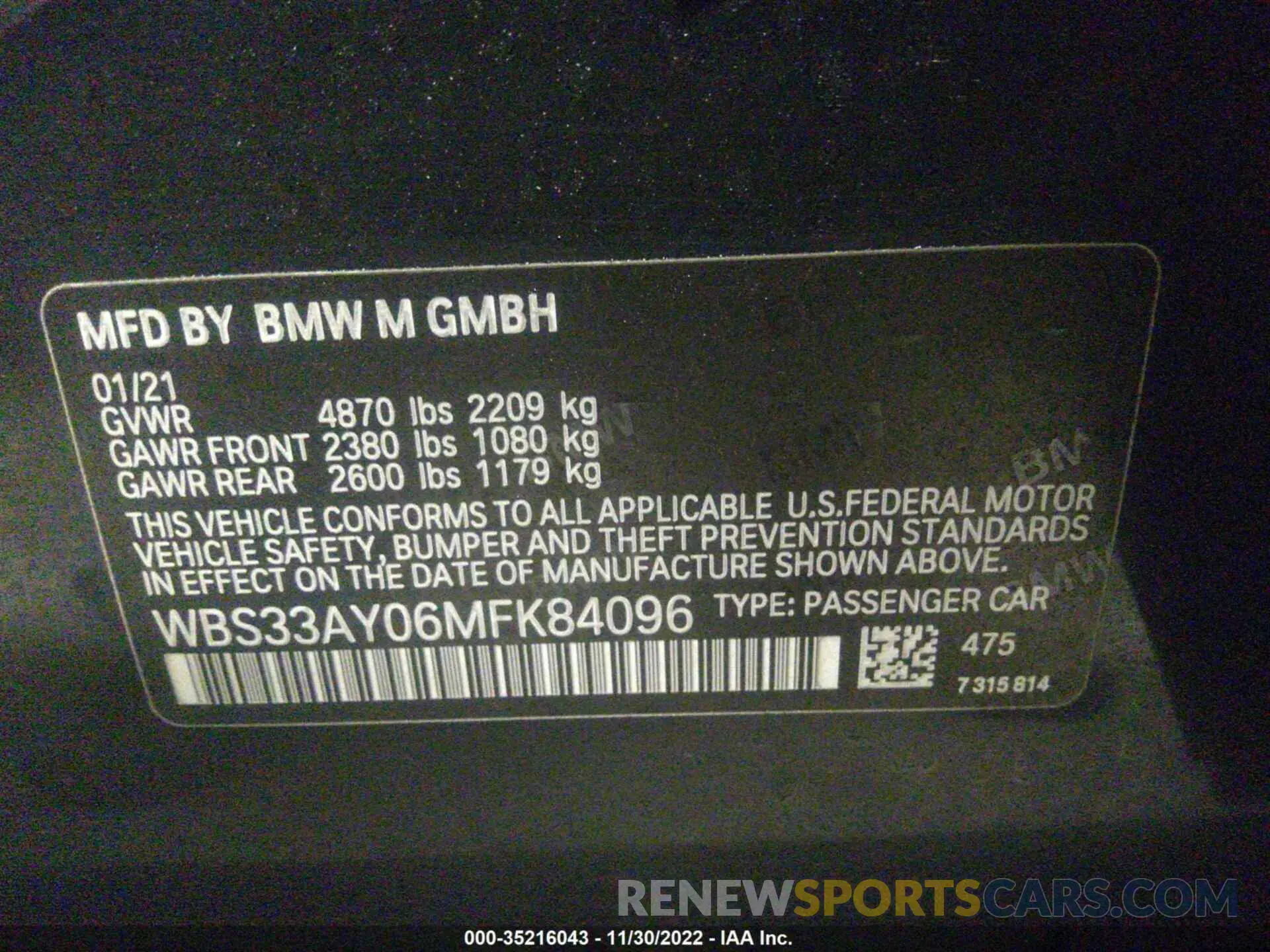 9 Photograph of a damaged car WBS33AY06MFK84096 BMW M3 2021