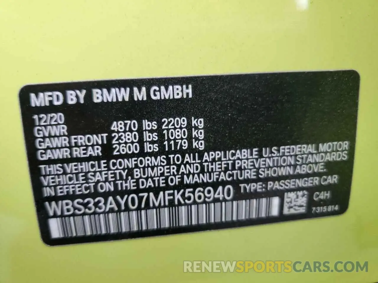 12 Photograph of a damaged car WBS33AY07MFK56940 BMW M3 2021