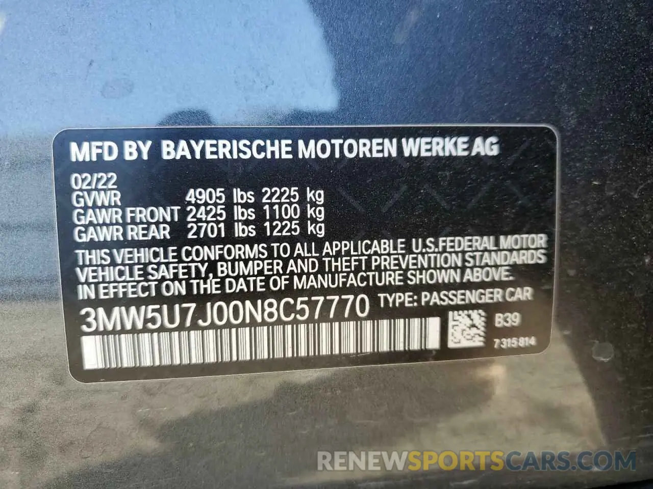 13 Photograph of a damaged car 3MW5U7J00N8C57770 BMW M3 2022